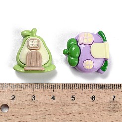 フルーツ不透明樹脂デコデンカボション  ハウス  混合図形  ミックスカラー  22~23x21~23x9~10.5mm&nbsp;RESI-I338-04