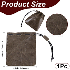 牛革ジュエリー化粧品収納バッグ  ワックスドローストリングコード付き  長方形  コーヒー  14.5cm&nbsp;ABAG-BBC0001-34A