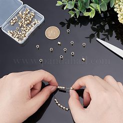 スーパーファインディング100個真鍮ビーズ  長持ちメッキ  コラム  24KGP本金メッキ  4x4mm  穴：3mm&nbsp;KK-FH0003-31