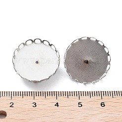 変色しない304ステンレススチールのブローチベースセッティング  ラウンド  ステンレス鋼色  21x3mm  トレイ：20mm&nbsp;FIND-D035-03D-P