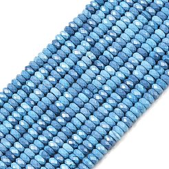 染め合成ターコイズビーズ連売り  ファセットロンデル  ライトスカイブルー  5x2.5mm  穴：0.8~0.9mm  約145~146個/連  14.96''（38センチメートル）&nbsp;GG-CBAE4D4-A03-01