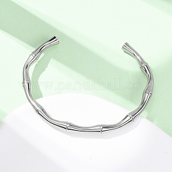 304ステンレススチール製カフバングル  女性用竹ジョイントバングル  ステンレス鋼色  1/4インチ（0.5cm）  内径：2-3/8インチ（6cm）&nbsp;BJEW-B150-01P