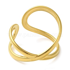 女性用304ステンレススチールオープンカフリング  不規則な  18KGP本金メッキ  17mm  内径：20mm&nbsp;LS-RJEW-Z043-02C