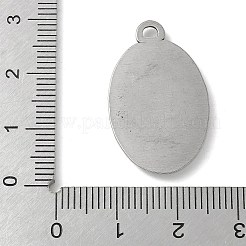 304ステンレスペンダント  太陽のチャーム付き楕円形  ステンレス鋼色  27.5x17x2mm  穴：1.8mm&nbsp;STAS-L277-03C-P