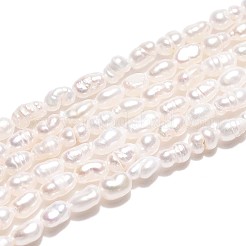 天然養殖淡水パールビーズ連売り  ライス  乳白色  3.5~5x2~3mm  穴：0.3~0.4mm  約89~92個/連  13.98~14.17''（35.5~36センチメートル）&nbsp;PEAR-T006-28