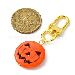 ハロウィン合成ターコイズパンプキンペンダントデコレーション2個2色  バッグ装飾用の合金製回転留め金チャーム  ミックスカラー  63mm  1pc /カラー&nbsp;HJEW-JM01947