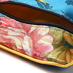 正方形の中国風の布タッセルバッグ  ジッパー付き  ブレスレット用  ネックレス  スチールブルー  11.5x11.5cm&nbsp;LS-PW-WG62144-10
