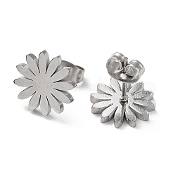 変色しない304ステンレススチールスタッドピアス  花  ステンレス鋼色  11.5mm&nbsp;EJEW-B022-07P