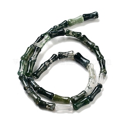 天然石モスアゲートビーズ連売り  竹の共同  12x5x4mm  穴：1mm  約32個/連  14.96''（38センチメートル）&nbsp;G-Q178-A01-01