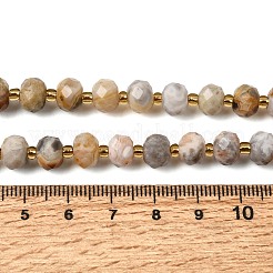 天然石クレイジーアゲートビーズ連売り  ファセットロンデルビーズ  シードビーズで  8x6~6.5mm  穴：1mm  約23~24個/連  7.68''（19.5cm）〜8.07''（20.5cm）&nbsp;G-D105-B03