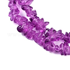 透明ガラスビーズ連売り  天然石風  ナゲット  パープル  4~11x8~10x2~8mm  穴：0.7mm  31.10''（79センチメートル）&nbsp;GLAA-Z009-01J