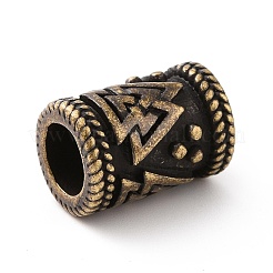 304ステンレススチールヨーロピアンビーズ  大穴ビーズ  valknut を使用したカラム  アンティークブロンズ  14x10mm  穴：6mm&nbsp;STAS-M301-11AB
