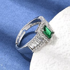 真鍮マイクロパヴェクリアキュービックジルコニアカフオープンリング  長方形  プラチナ  18mm&nbsp;CU-CBA5C10-14P
