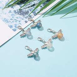 電気メッキガラスチャーム  合金製パーツとカニカン付き  天使  ミックスカラー  34mm&nbsp;HJEW-JM00444