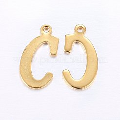 ステンレスペンダント201個  文字L  ゴールドカラー  文字.c  15.5x8x1mm  穴：1mm&nbsp;STAS-O098-03G-C