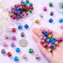 UVメッキ不透明アクリルヨーロピアンビーズ100個  大穴ビーズ  虹色の  ミックスカラー  花  8.5x8.5x8.5mm  穴：5mm&nbsp;PACR-TA0001-32A