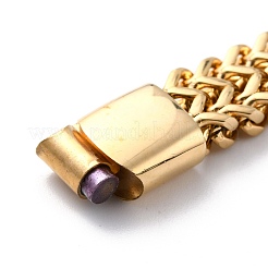 304ステンレススチール製ウィートチェーンブレスレット  バヨネット留め金付き  ゴールドカラー  9-1/4インチ（23.5cm）&nbsp;BJEW-P263-C01-G
