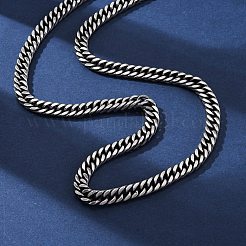 6mm 201 ステンレススチールツイストキューバンリンクチェーンネックレス  ガンメタ色  24.02インチ（61cm）&nbsp;NJEW-Q013-13A