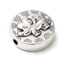 チベット風合金ビーズ  象とフラットラウンド  アンティークシルバー  19x20x8mm  穴：3mm&nbsp;LS-FIND-Z059-04AS