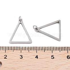 変色しない304ステンレススチールペンダント  レーザー切断  丸カン付き  ステンレス鋼色  三角形  17x15x1mm  穴：2mm&nbsp;STAS-G324-01D-P