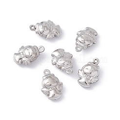 変色しない304ステンレススチールチャーム  天使  ステンレス鋼色  14.5x10x5.5mm  穴：1mm&nbsp;STAS-C057-04P