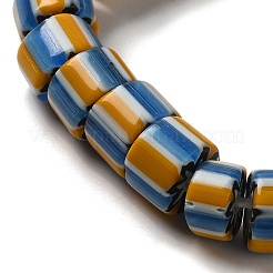 手作りのネパールランプワークビーズ  ストライプの列  ゴールデンロッド  9~11x4~10mm  穴：2mm  約101個/連  25.98~26.77''（66~68センチメートル）&nbsp;LAMP-B023-07C-10