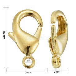 真鍮カニカン  オウムトリガークラスプ  ニッケルフリー  ゴールドカラー  約15mm長  8 mm幅  厚さ3mm  穴：2mm&nbsp;X-KK-903-G-NF