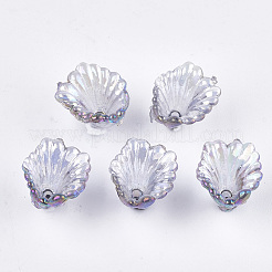 透明なアクリルビーズキャップ  ABカラー  花  ミックスカラー  10x12x12mm  穴：1.2mm&nbsp;X-TACR-T007-01