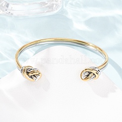 女性用304ステンレススチールカフバングル  ゴールデン·ステンレス鋼色  内径：2.46インチ（6.25cm）&nbsp;SA-CBA2192-07GP