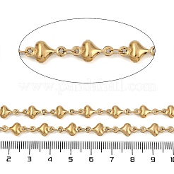 イオンプレーティング（IP）304ステンレススチールハートリンクチェーン  スプールで  ハンダ付け  18KGP本金メッキ  リンク：12x7x3mmと4x2.5x0.38mm&nbsp;CHS-Z002-01G