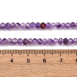 天然石アメジストビーズ連売り  ロンデル  多面カット  3x4x3mm  穴：0.7mm  約117個/連  14.96