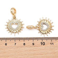 合金クリスタルラインストーンヨーロピアンダングルチャーム  中空のハート型、大きな穴の開いた太陽のペンダント  ラックめっき  長持ちメッキ  ゴールドカラー  33.5mm  穴：4.5mm&nbsp;AL-CBAC2D3-19G