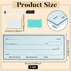 プラスチック製の大きな白紙の小切手とステッカーの壁飾り  ライトシーグリーン  810x340x4mm&nbsp;AJEW-WH0077-229