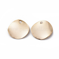 真鍮製チャーム  ニッケルフリー  18KGP本金メッキ  フラットラウンド  12x12x1mm  穴：1mm&nbsp;X-KK-R037-208G