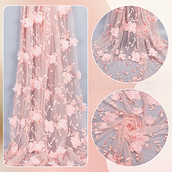 花柄のポリエステルメッシュ生地  ドレス衣装の装飾用  ピンク  1300~1400x1600~2000x1mm&nbsp;DIY-WH0581-15