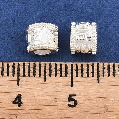 真鍮ビーズ  レトロ柄の柱  銀  5x6mm  穴：3mm&nbsp;KK-Z162-12S