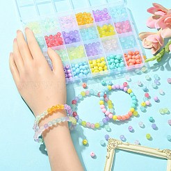 クリアクラックアクリルビーズ  ラウンド  ミックスカラー  8x7mm  穴：1.8~2mm&nbsp;MACR-YW0002-94