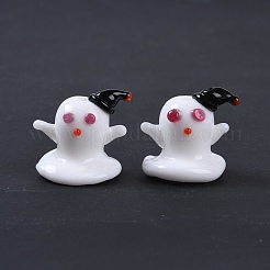 手作りランプワークビーズ連売り  ゴースト  ホワイト  21x22x21mm  穴：2mm  約25個/連  18.58''（47.2センチメートル）&nbsp;LAMP-P066-05