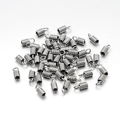 変色に強い304ステンレススチール製ターミネーター  コイルコードエンド  ステンレス鋼色  8x3.5mm  穴：2mm  内径：2mm&nbsp;STAS-N067-01