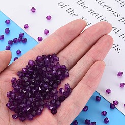 透明なアクリルビーズ  多面カット  双円錐形  パープル  5x4.5mm  穴：1.2mm  約12160個/500g&nbsp;MACR-S373-84-B01