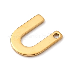 304ステンレススチールチャーム  文字チャーム  イオンプレーティング（ip）  18KGP本金メッキ  U字  11x9x0.8mm  穴：1.2mm&nbsp;LS-STAS-B093-12G-U