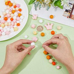 100個20スタイルの食品グレードの環境に優しいシリコーンビーズ  DIYネックレスの製作  混合図形  ミックスカラー  11.5~30x11.5~35x7~15mm  穴：2~3mm&nbsp;SIL-DC0001-47