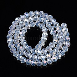電気メッキガラスビーズセット  模造ヒスイビーズ  ABカラーメッキ  多面カット  ロンデル  ミントクリーム  6x5mm  穴：1mm  約80~85個/連  38~40cm&nbsp;EGLA-A044-J6mm-B06