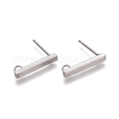 変色しない304ステンレス製イヤリング部品  カン付き  長方形  ステンレス鋼色  15.5x2x2mm  穴：1.5mm  ピン：0.8mm&nbsp;LS-STAS-M274-012C-P-1