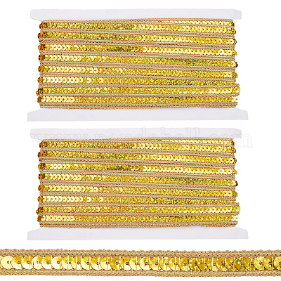 20mのポリエステルリボン  プラスチックスパンコール付き  ゴールド  1/2インチ（12mm）  約21.87ヤード（20m）/セット&nbsp;SRIB-CY0001-21A-1