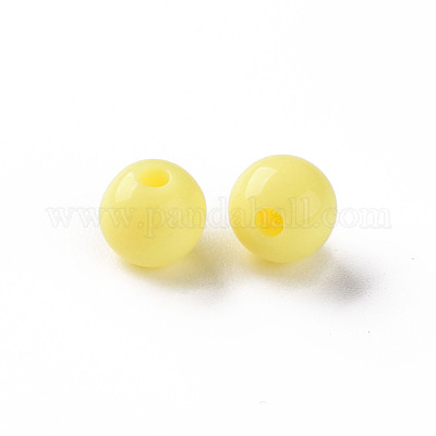 不透明なアクリルビーズ  ラウンド  きいろ  8x7mm  穴：2mm  約1745個/500g&nbsp;MACR-S370-C8mm-A10-1
