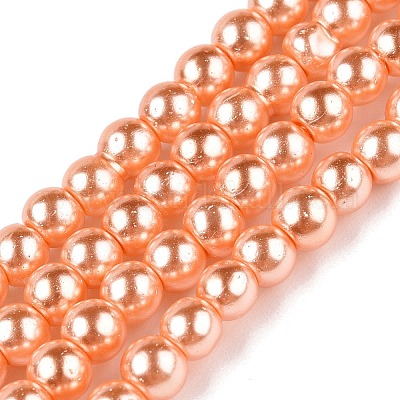 ベーキングペイント、ガラスパールビーズの連  パールカラーの  ラウンド  砂茶色  3~4mm  穴：0.5mm  約195個/連  23.6インチ&nbsp;X-HY-Q003-3mm-33-1