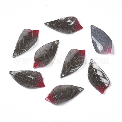プラスチックチャーム  葉  グレー  22~23.5x11~12x2.5~3mm  穴：1~1.5mm&nbsp;KY-N015-041A-1