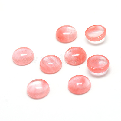 桜クォーツガラスカボション  半円  16x6mm&nbsp;G-T020-16mm-10-1