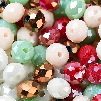 ガラスビーズ  多面カット  ロンデル  淡緑色  8x6mm  穴：1mm  約1210個/500g&nbsp;EGLA-A034-LM8mm-35-1